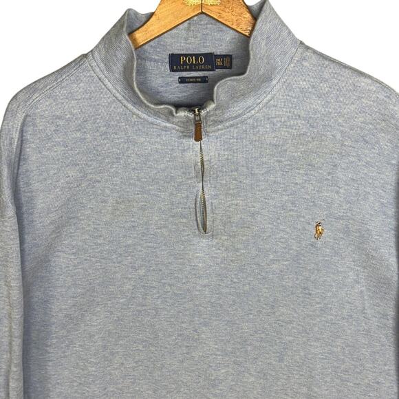 Polo Ralph Lauren Estate Rib Light Blue 1/4 Zip Long Sleeve Sweater Men 2XLT - Picture 2 of 8